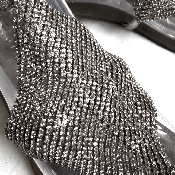 Lola Cruz Rhinestone Mesh T-Strap Sandals – Metallic Silver – Size 39 - Picture 5 of 9